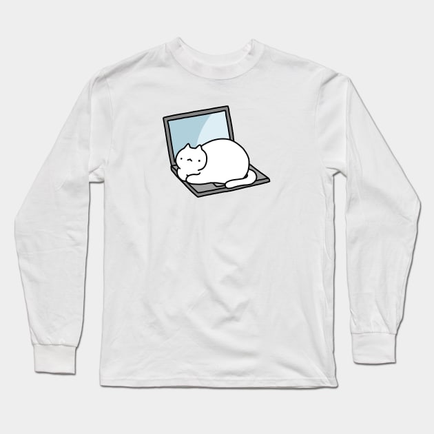 Laptop Cat Long Sleeve T-Shirt by KennysGifs